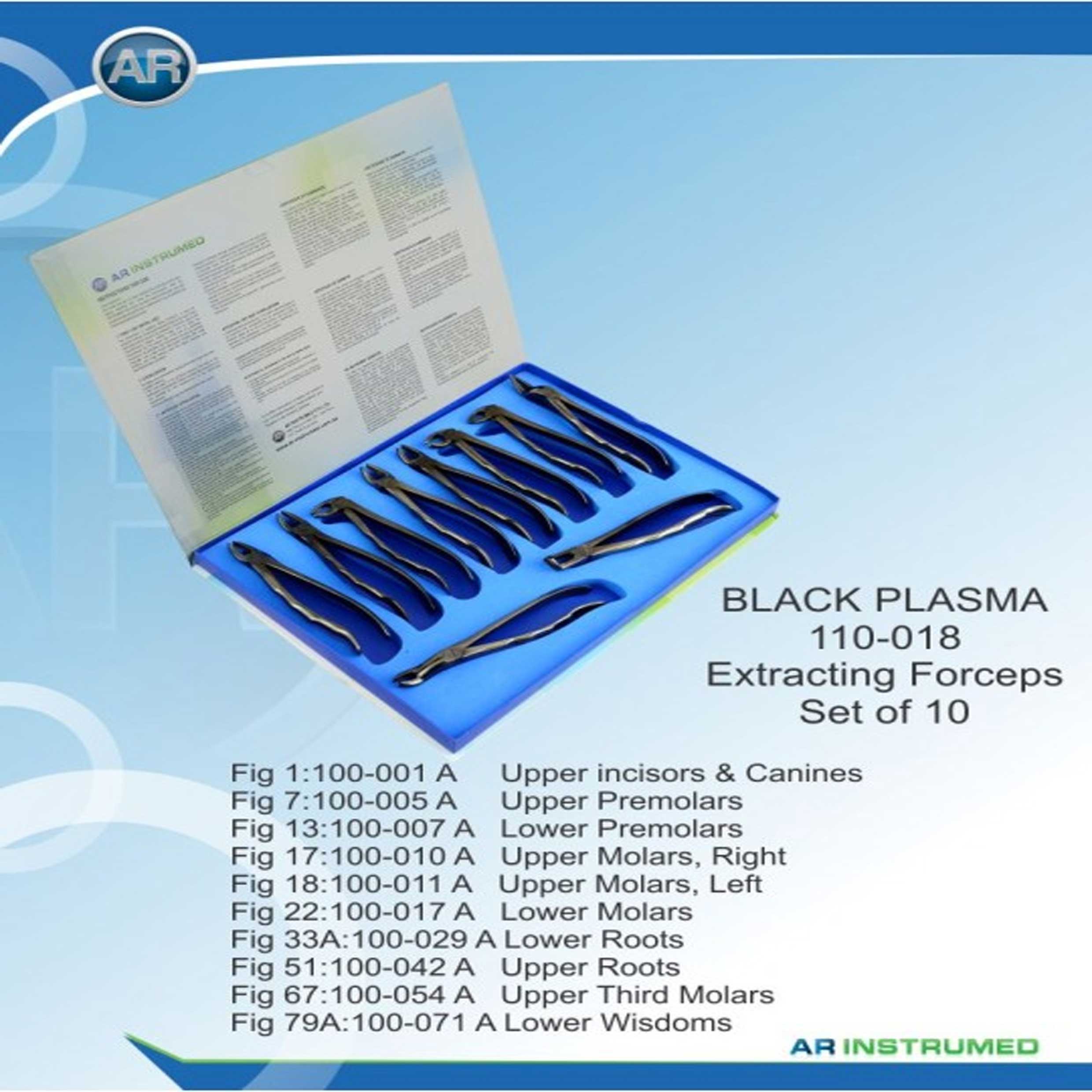 فورسپس بزرگسال ست 10 عددی با روکش پلاسما (AR Instrumed)