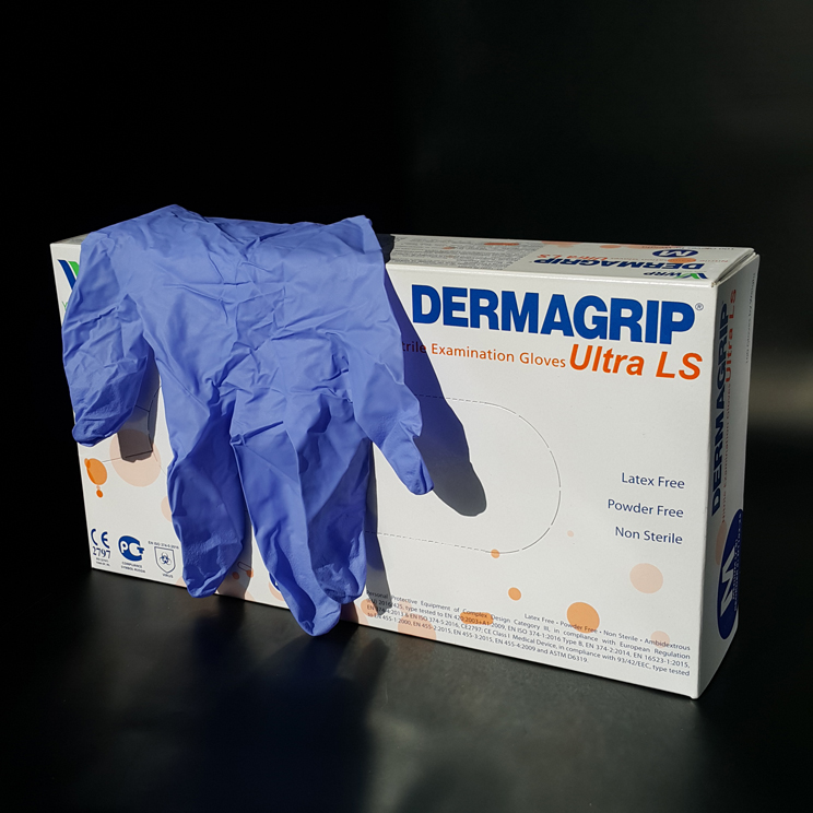 دستکش نیتریل آبی درماگریپ - 3