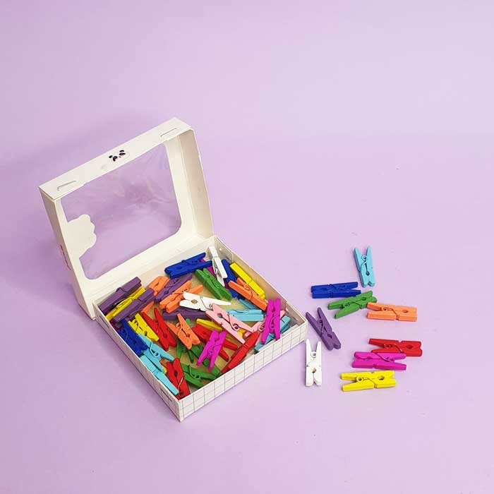 گیره کاغذ چوبی رنگی 50 تایی