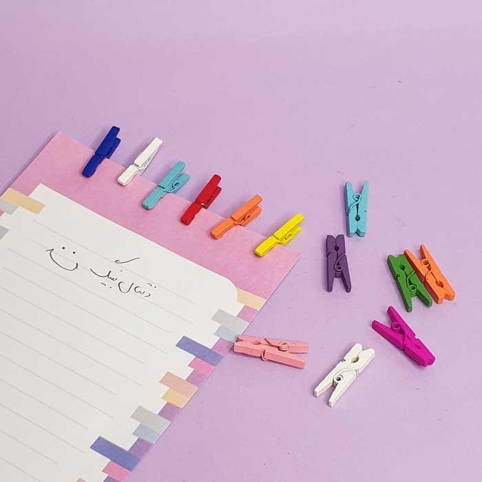 گیره کاغذ چوبی رنگی 50 تایی - 2