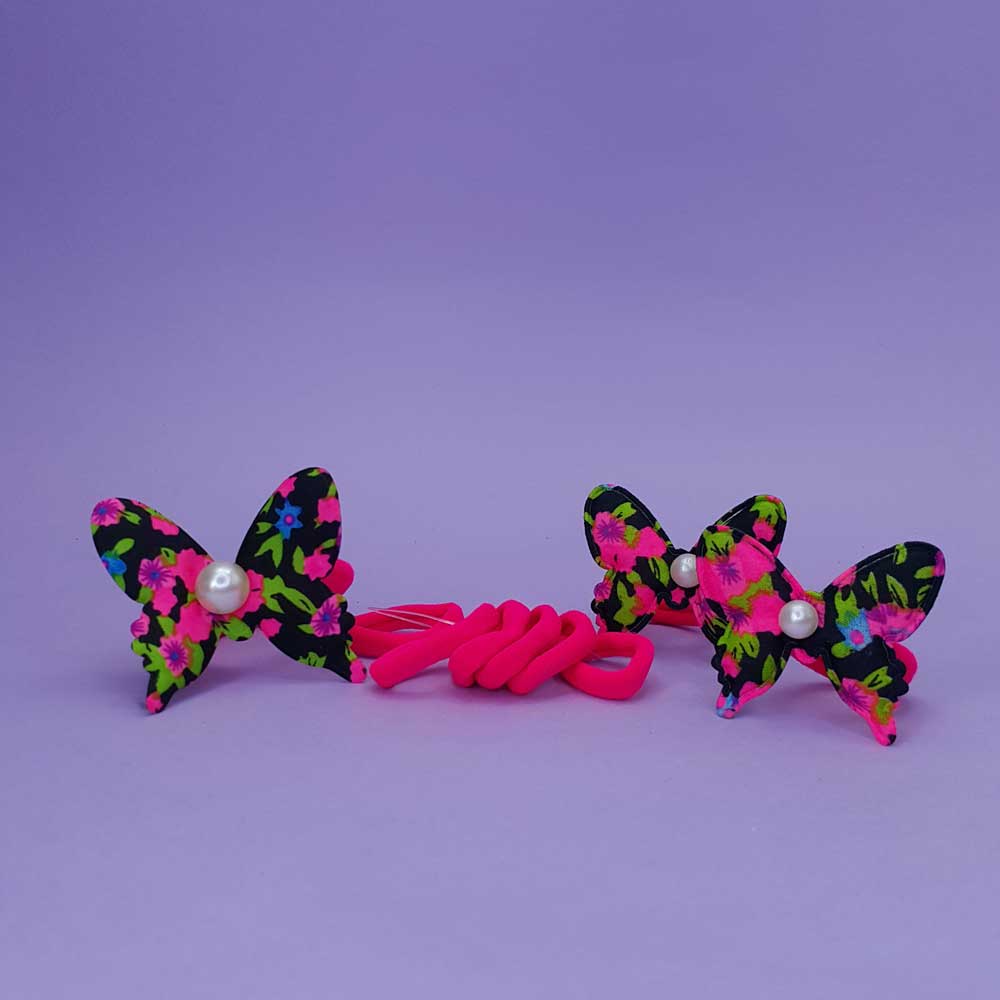 ست کش مو پروانه گلدار - 4