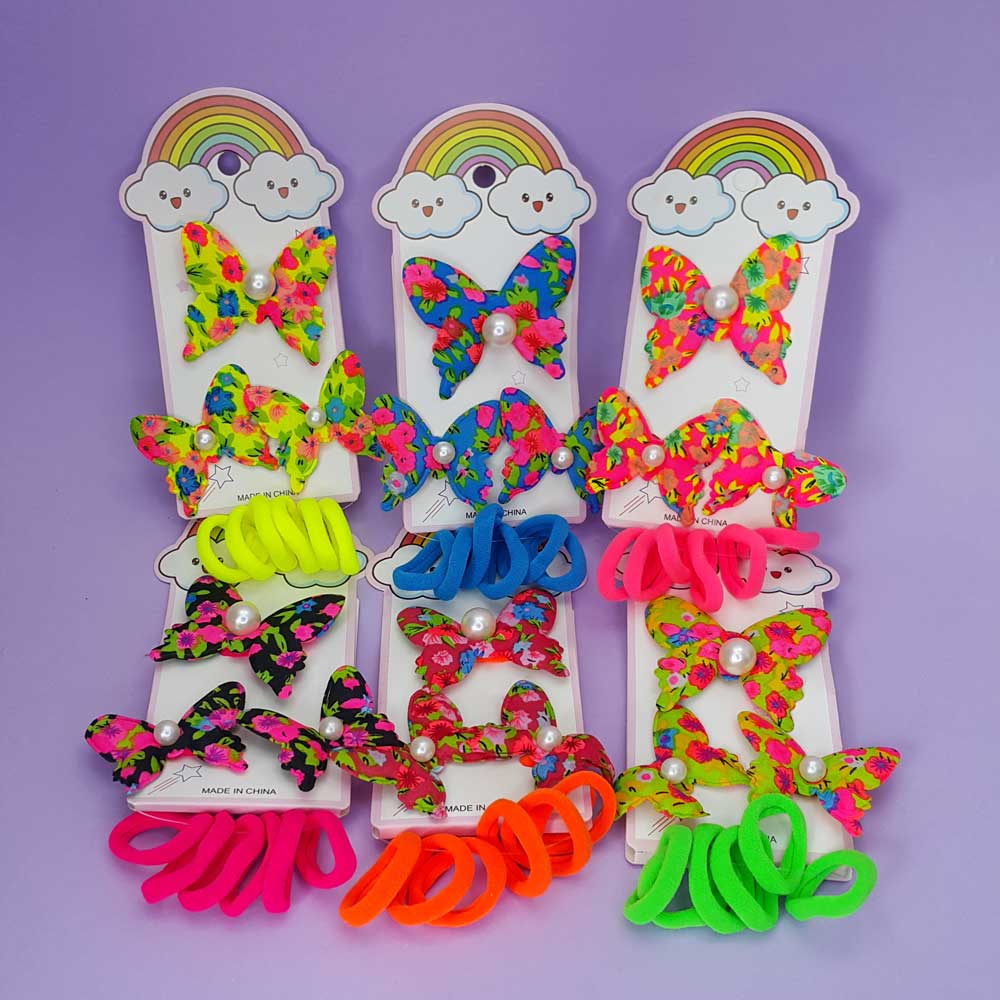 ست کش مو پروانه گلدار - 5