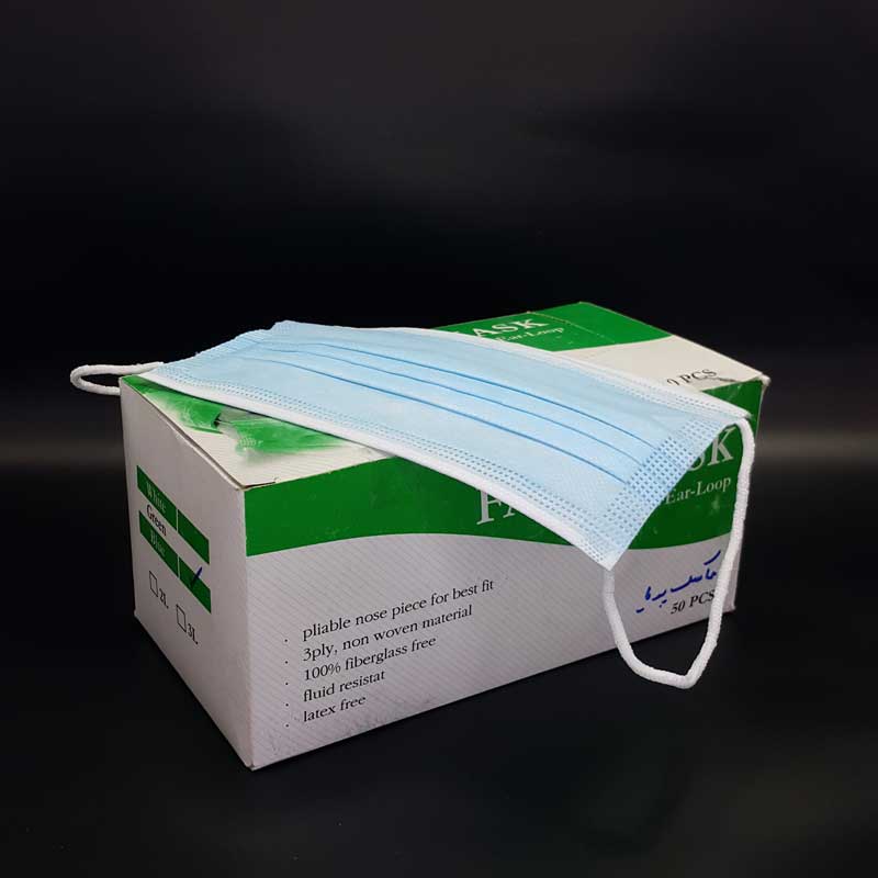 ماسک سه لایه جراحی آبی پویا