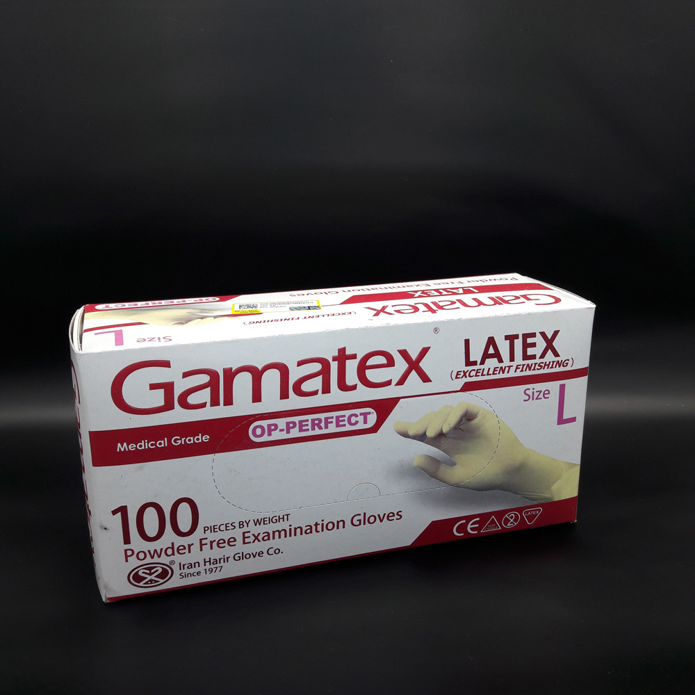 دستکش معاینه لاتکس حریر مدل گاماتکس