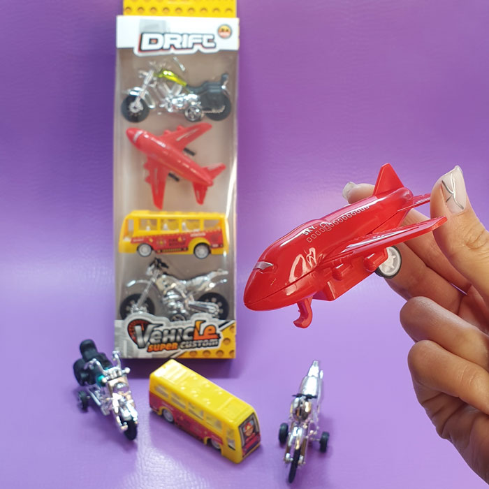 ست هواپیما موتور  اتوبوس عقب کش 4عددی✈️🏍🚌