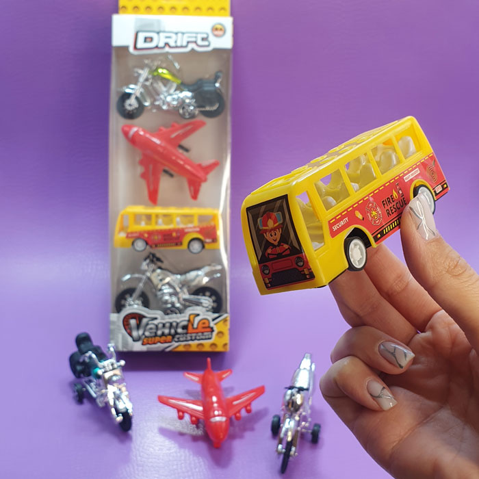 ست هواپیما موتور  اتوبوس عقب کش 4عددی✈️🏍🚌 - 2