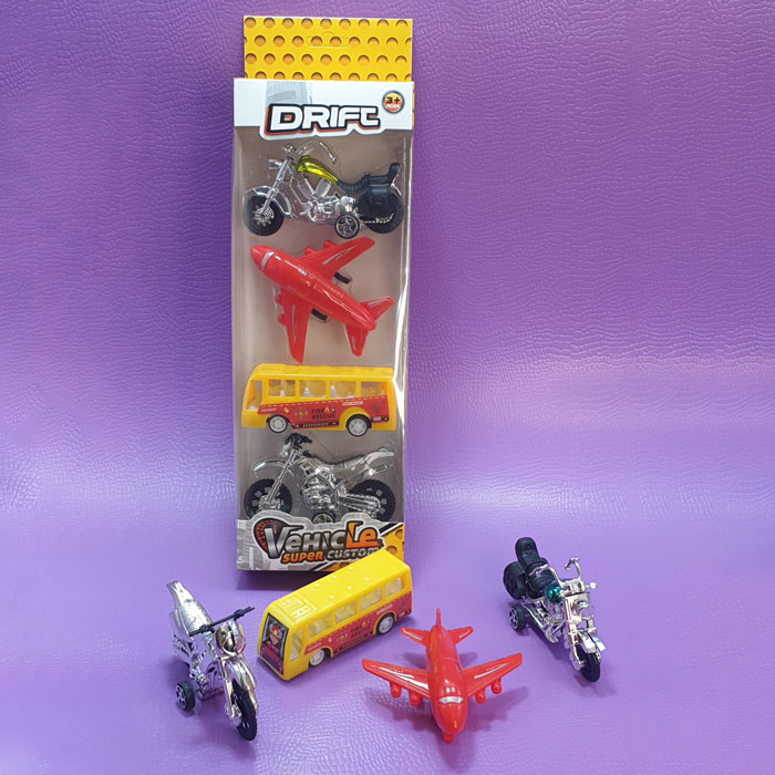 ست هواپیما موتور  اتوبوس عقب کش 4عددی✈️🏍🚌 - 5