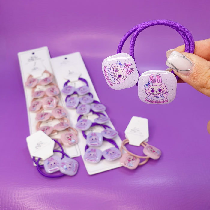 کش مو مربع رزینی لبوبو 💞(2عددی ) - 2