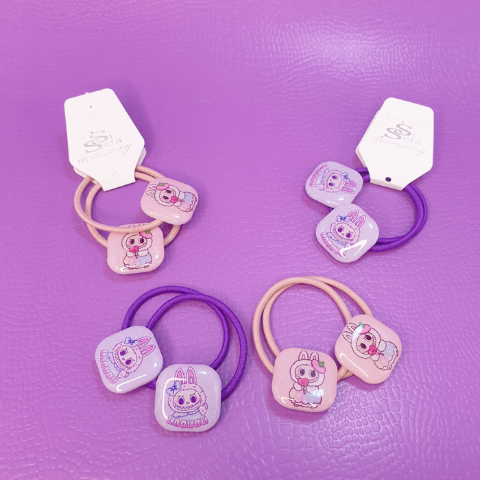 کش مو مربع رزینی لبوبو 💞(2عددی ) - 3