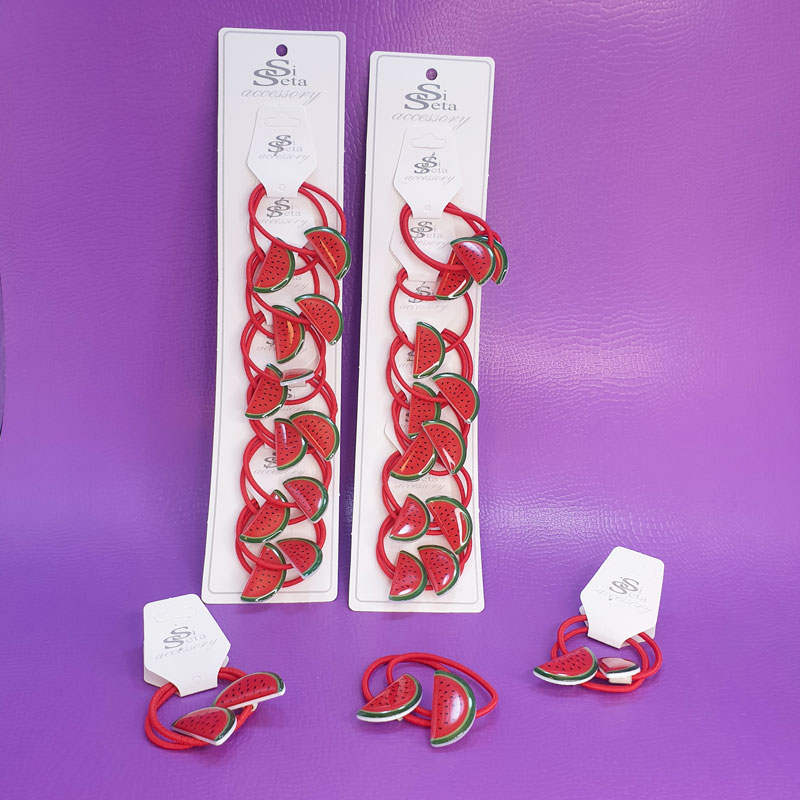 کش مو هندوانه رزینی (2 عددی)🍉 - 3