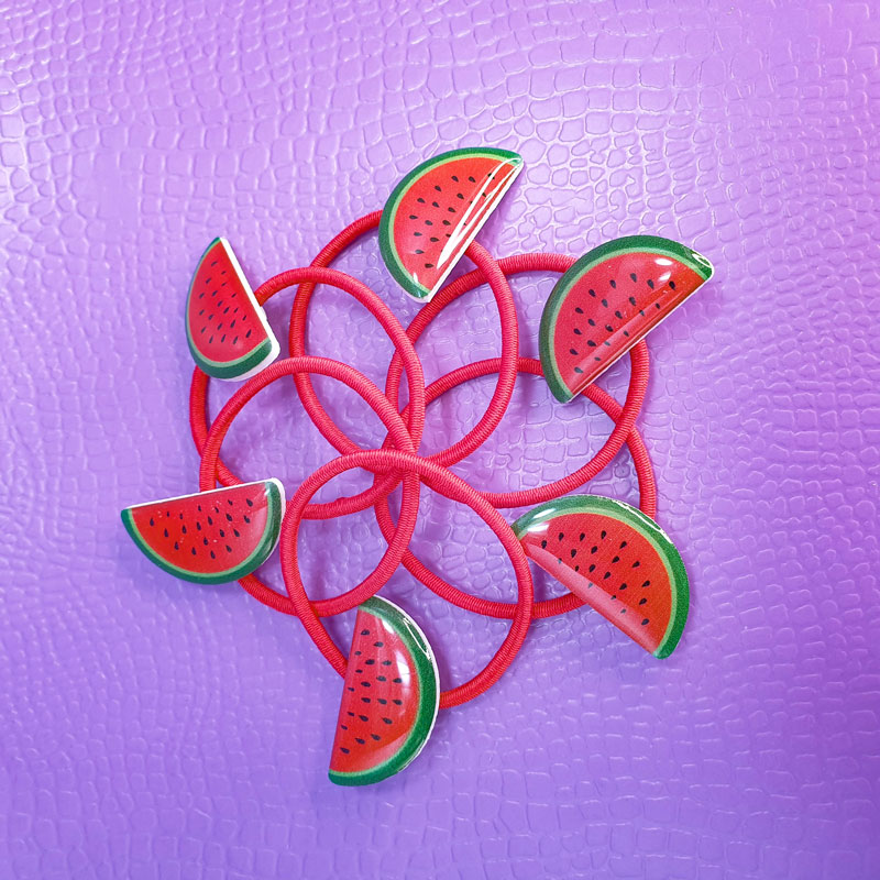 کش مو هندوانه رزینی (2 عددی)🍉 - 5