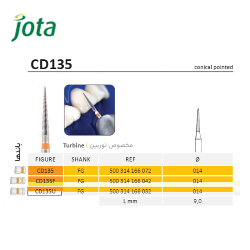 فرز کارباید پرداخت کامپوزیت سوزنی بلند - CD135 - جوتا - 2