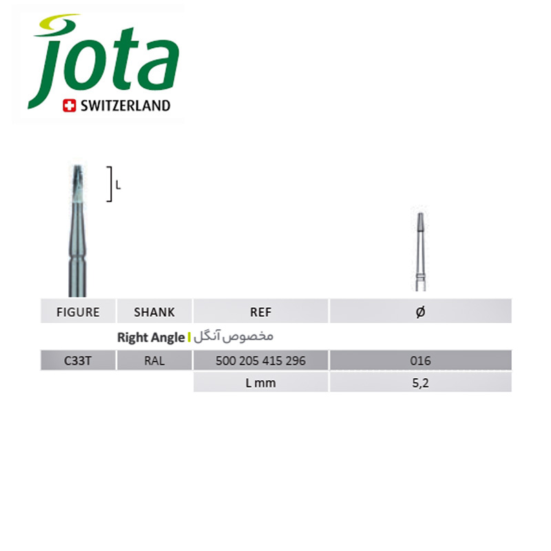 فرز کارباید آنگل مخروطی C33 - جوتا