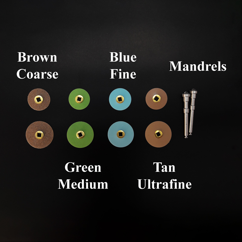 کیت دیسک پرداخت کامپوزیت مرکزدار  4 رنگ کوچک و بزرگ 400 عددی با ماندرل بیسکو - 3